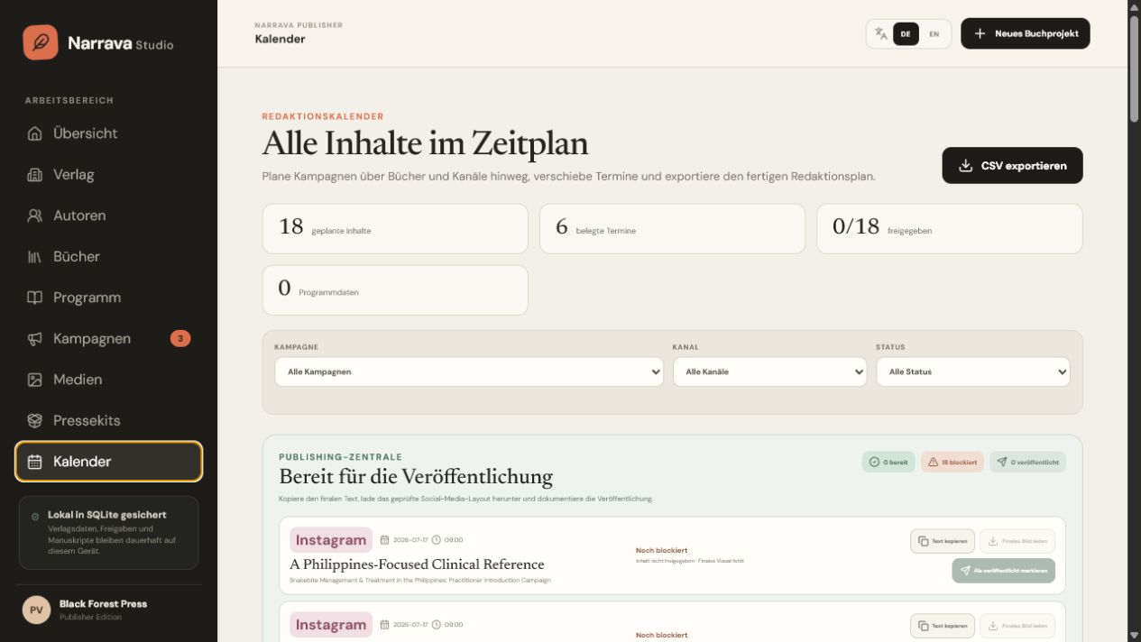 Editorial calendar — REAL NARRAVA PRODUCT SCREEN
